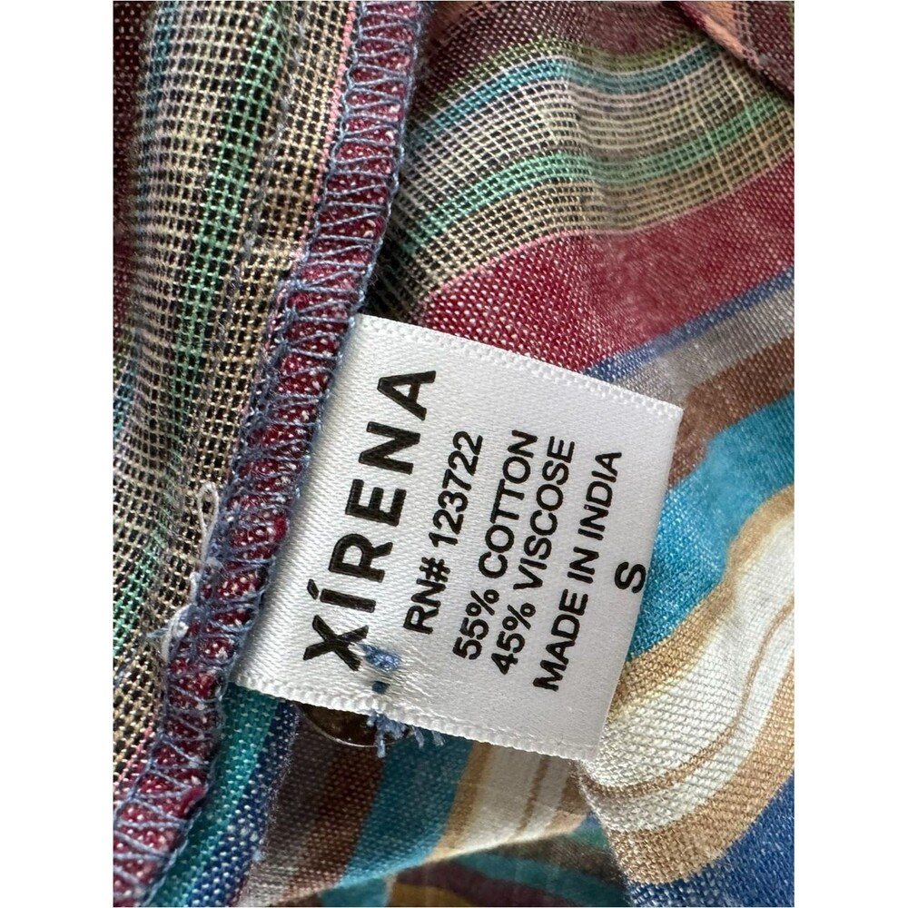 Xirena Charley shirt in a "Painted Sunset" multi-color stripe pattern. - Picture 9 of 9